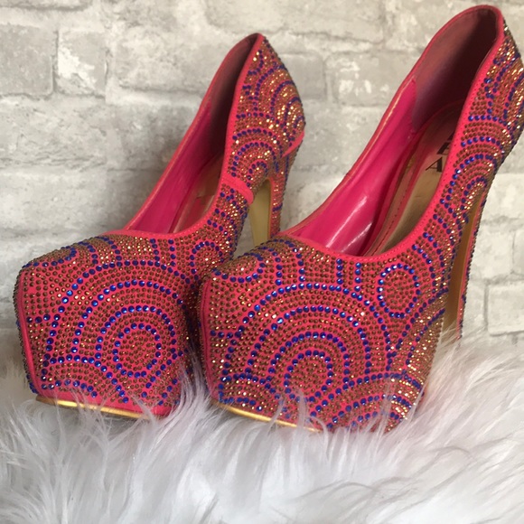 Pink Crystal gem platform heels - Picture 2 of 8